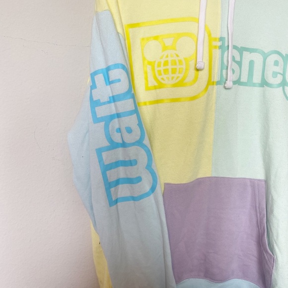 Walt Disney World Pastel Logo Colorblock Hoodie Sweatshirt Unisex Sz Medium - Picture 7 of 13